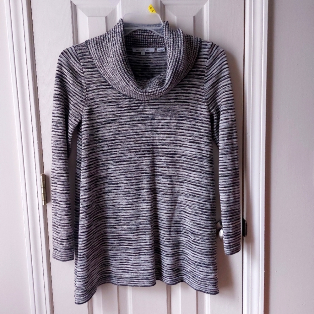 Eight Eight Eight - Black & Gray Cowl Sweater w/ slits